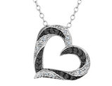 White and Black Diamond Heart Pendant Necklace 1/4 Carat (ctw) in Sterling Silver with Chain